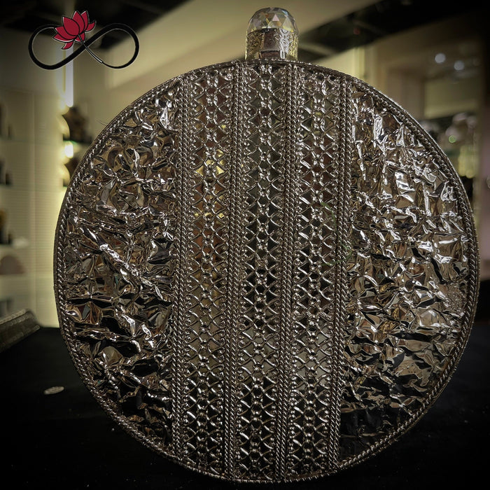 Diamond Mother of Pearl Handcrafted Brass Clutch