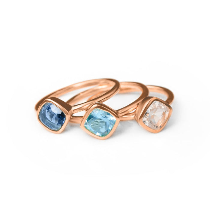 Diamond Shape Kyanite Quartz Stacking Ring | September Birthstone, Custom diamond birthstone ring mom, Sterling Silver, 18k Gold Vermeil Gemstone Ring