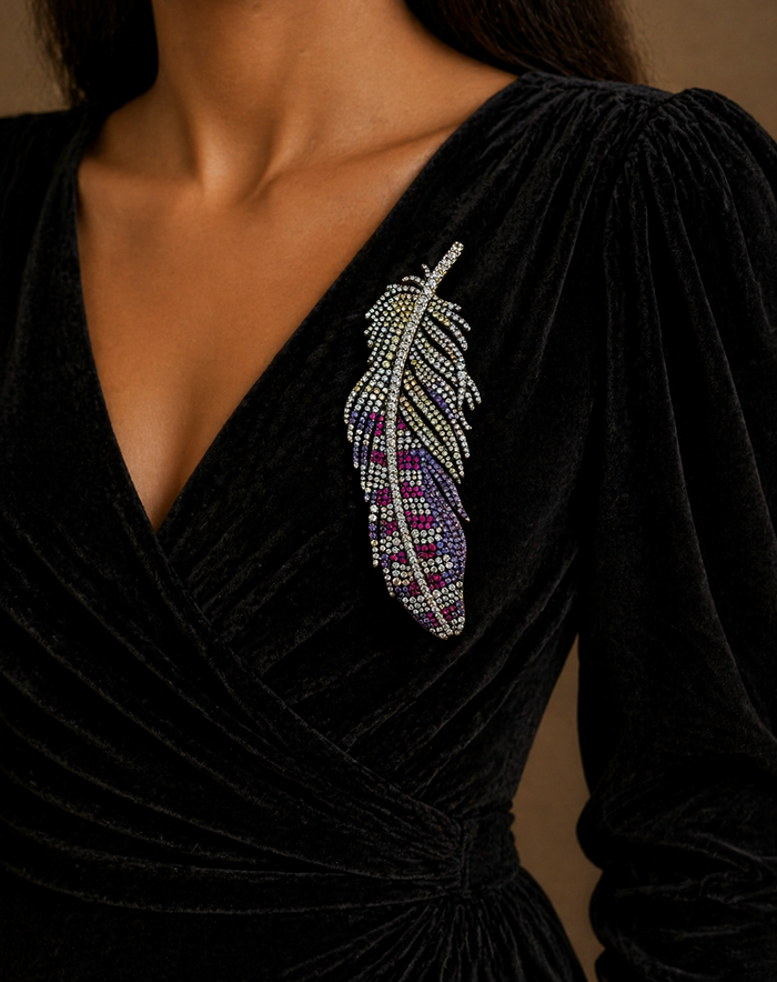 decorative feather brooch