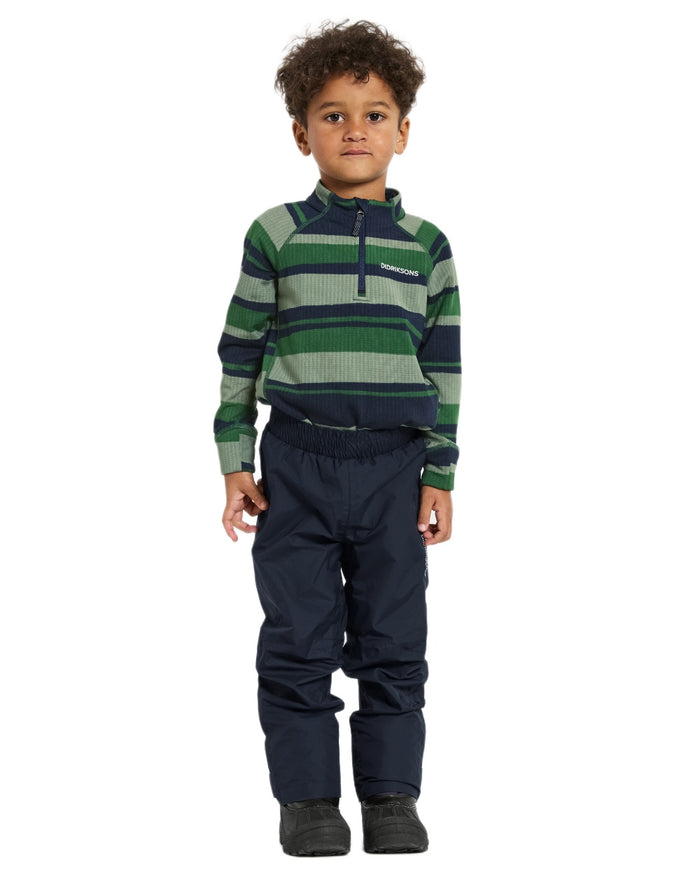 Navy coloured Didriksons Childrens Avan Pants 2 on white background #colour_navy