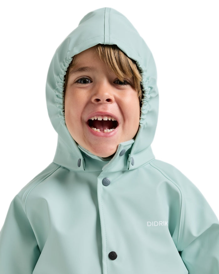 Ocean Mint coloured Didriksons Childrens Slaskeman Rain Set 2 on white background #colour_ocean-mint