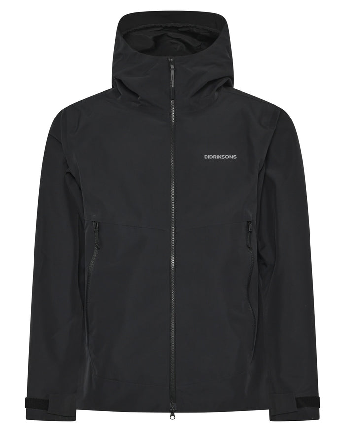 Black coloured Didriksons Mens Biak Jacket on white background #colour_black