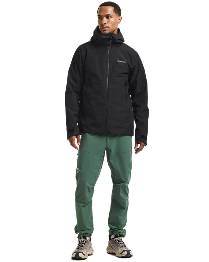Black coloured Didriksons Mens Biak Jacket on white background #colour_black