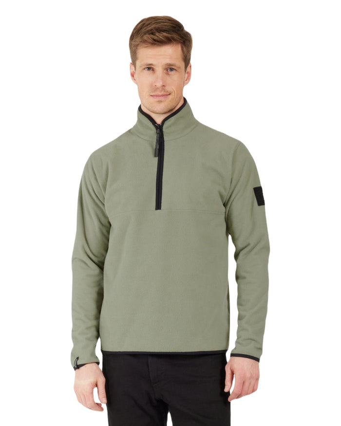 Wilted Leaf coloured Didriksons Mens Hannes Half Zip Sweater on white background #colour_wilted-leaf