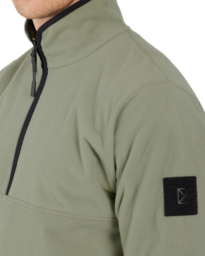 Wilted Leaf coloured Didriksons Mens Hannes Half Zip Sweater on white background #colour_wilted-leaf