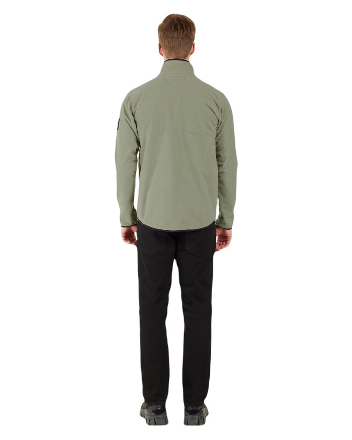 Wilted Leaf coloured Didriksons Mens Hannes Half Zip Sweater on white background #colour_wilted-leaf