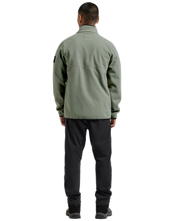 Wilted Leaf coloured Didriksons Mens Hans Windproof Full Zip Fleece on white background #colour_wilted-leaf