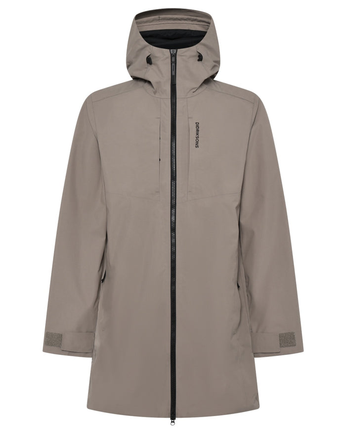 Ash Brown coloured Didriksons Mens Soren Parka on white background #colour_ash-brown