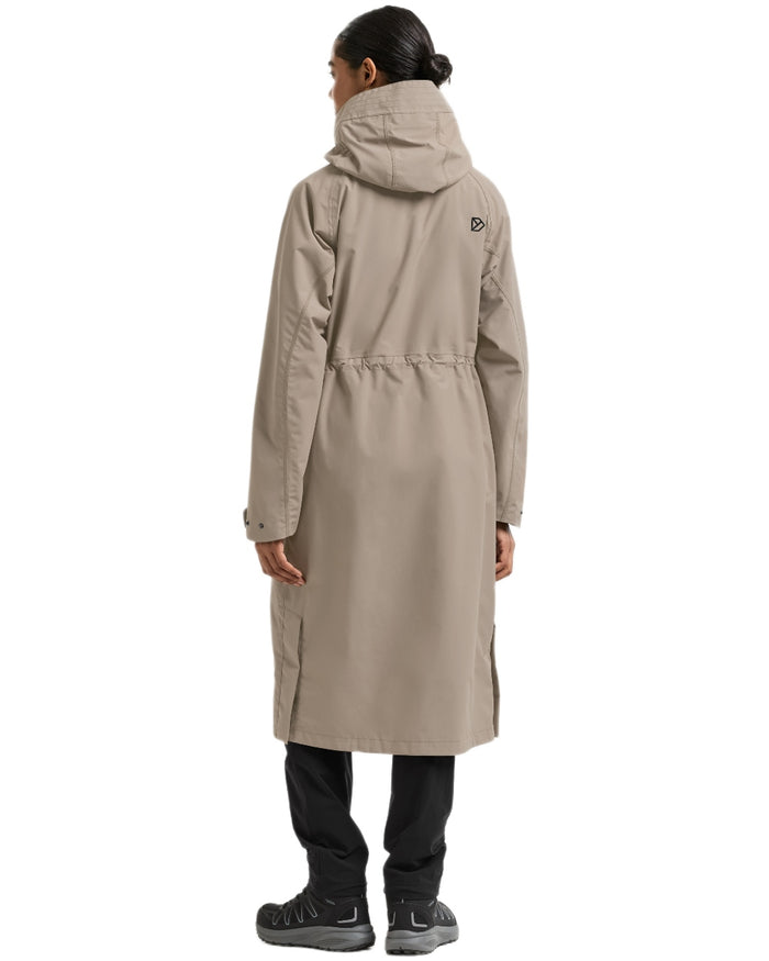 Ash Brown coloured Didriksons Womens Louise Long Parka on white background #colour_ash-brown
