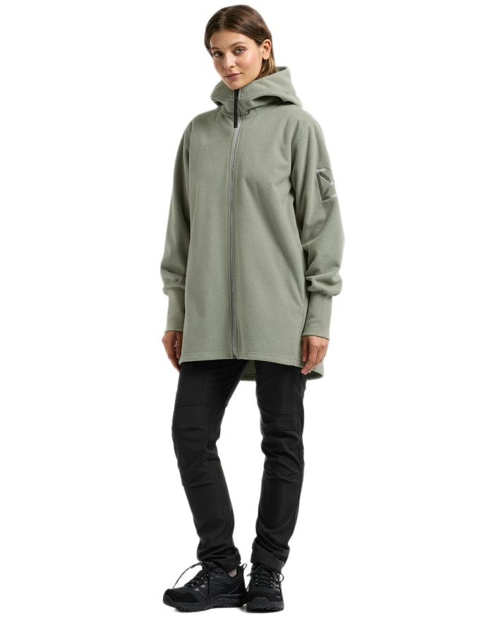Wilted Leaf coloured Didriksons Womens Rinda Windproof Full-Zip Fleece on white background #colour_wilted-leaf