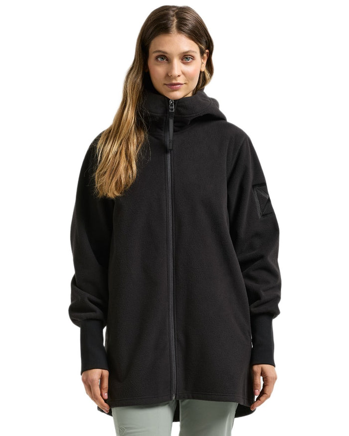 Black coloured Didriksons Womens Rinda Windproof Full-Zip Fleece on white background #colour_black