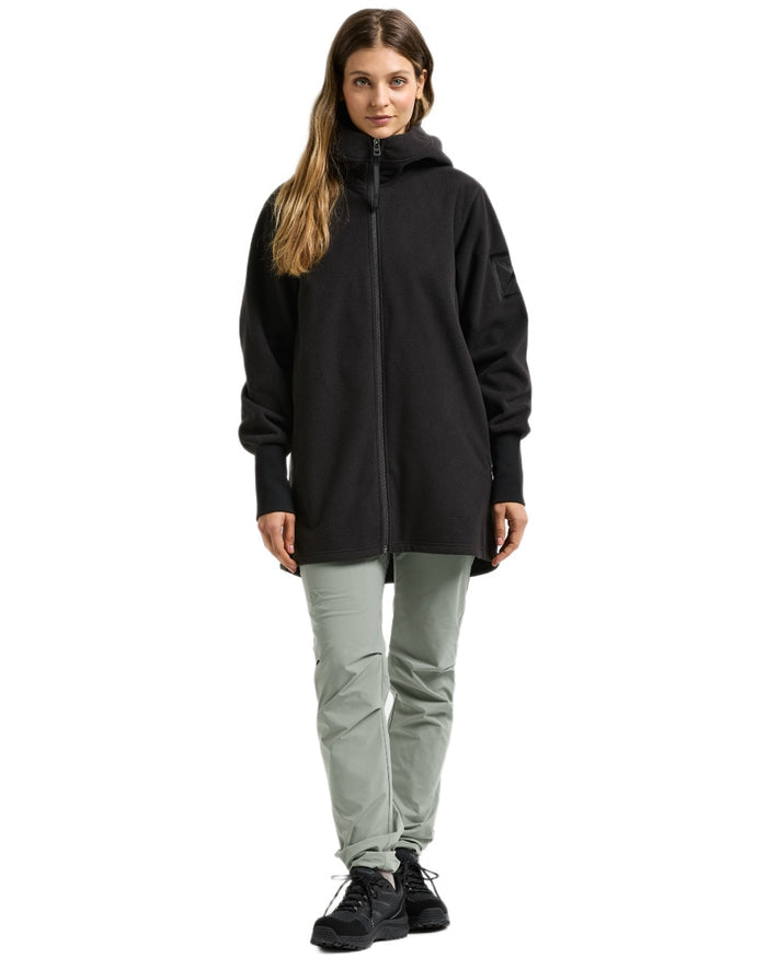 Black coloured Didriksons Womens Rinda Windproof Full-Zip Fleece on white background #colour_black