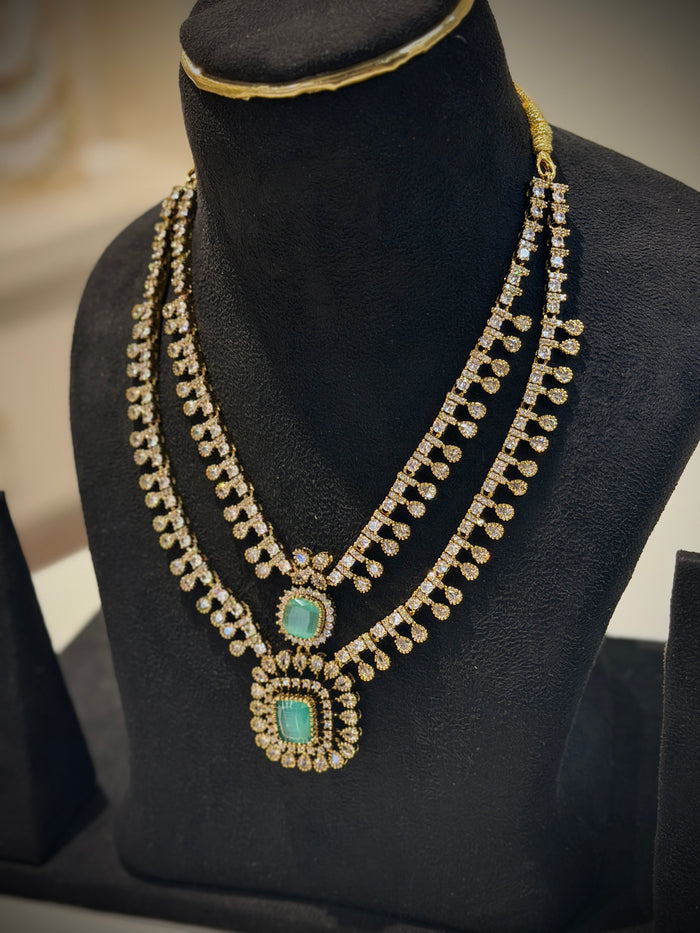 Double-Layer AD Stone Necklace Set