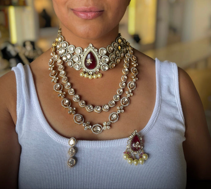 Doublet Moissanite Polki Choker Necklace Set