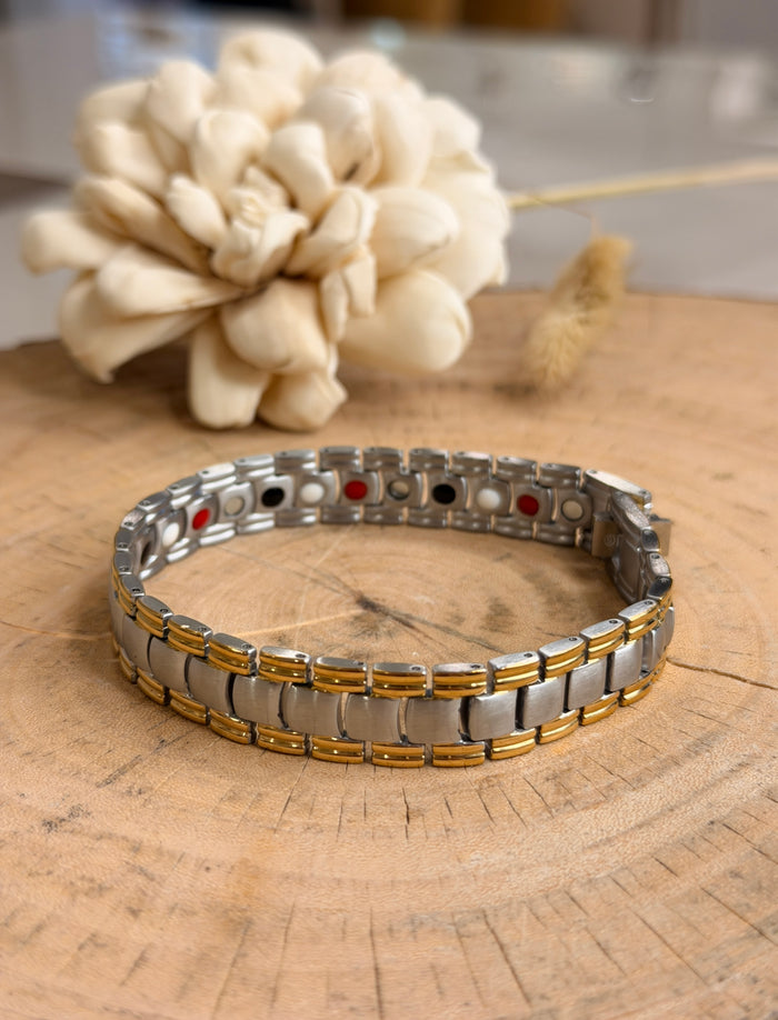 Dual‑Tone Men's Smooth Link Bracelet