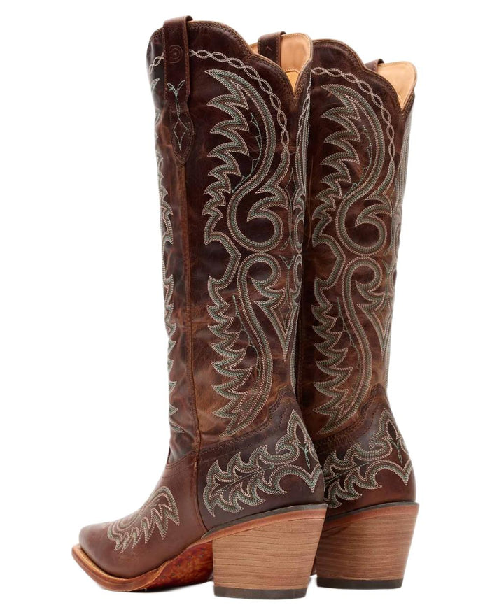 Mahogany coloured Durango Womens Crush Tall Western Boots on white background #colour_mahogany
