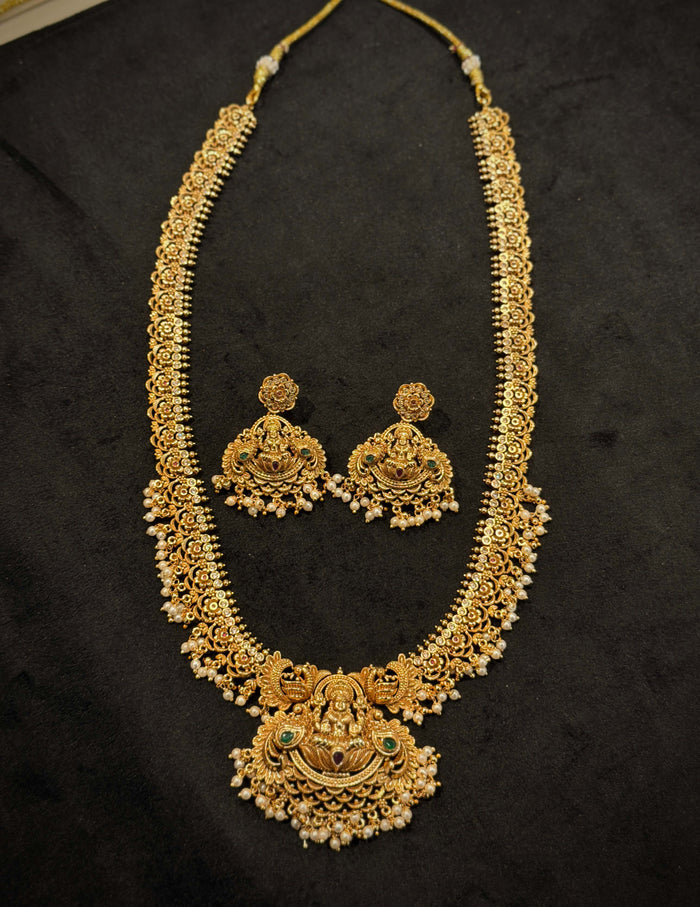 Elegant Lakshmi Floral Long Necklace Set