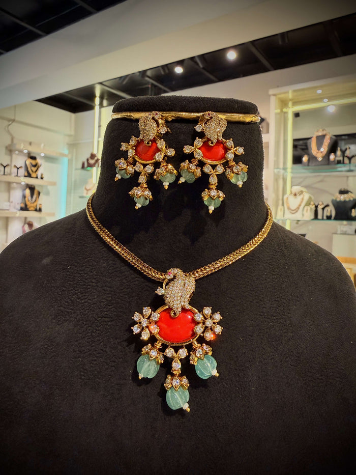 Elegant Stone Drop Necklace Set