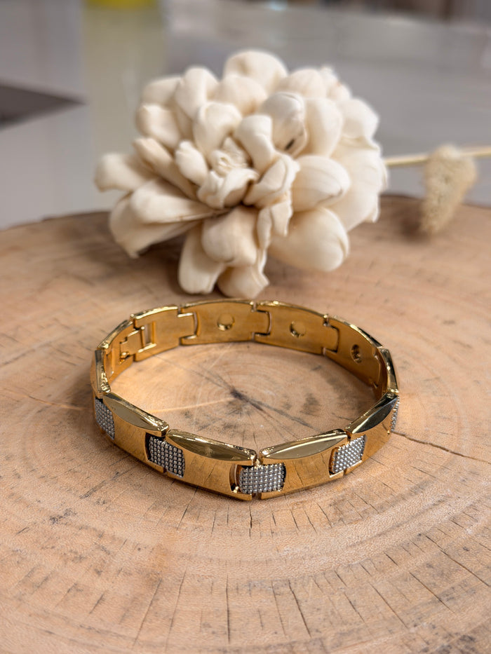 Elegant Textured Dual‑Tone Men's Chain Bracelet