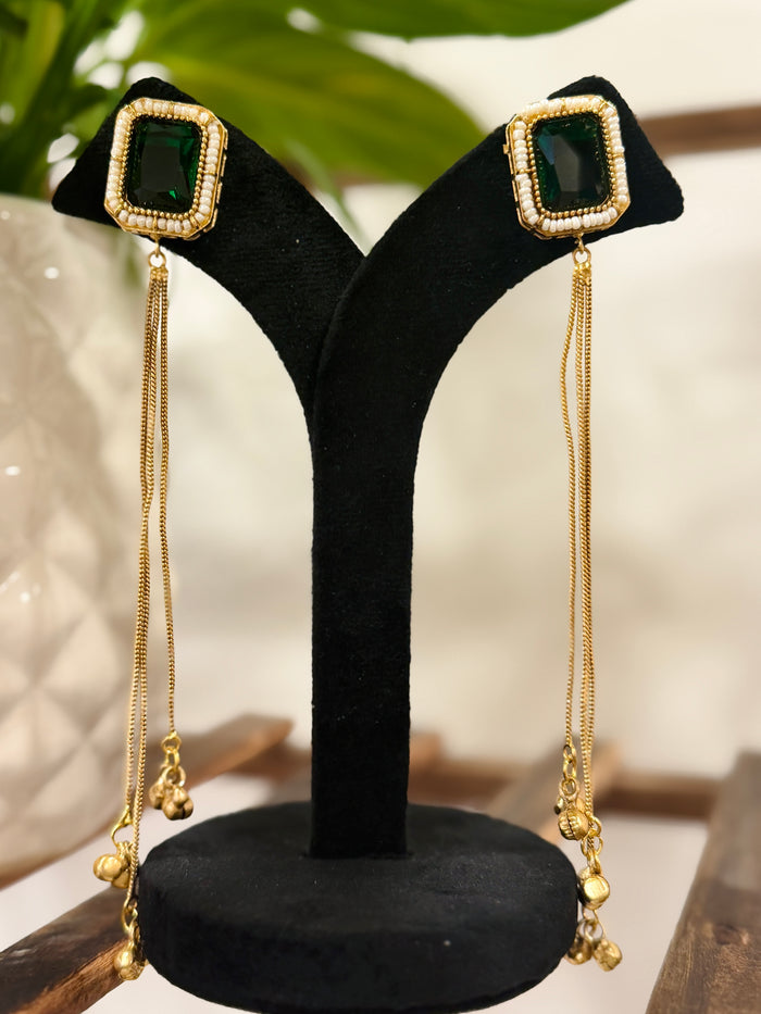 Emerald Kashmiri Earrings Set