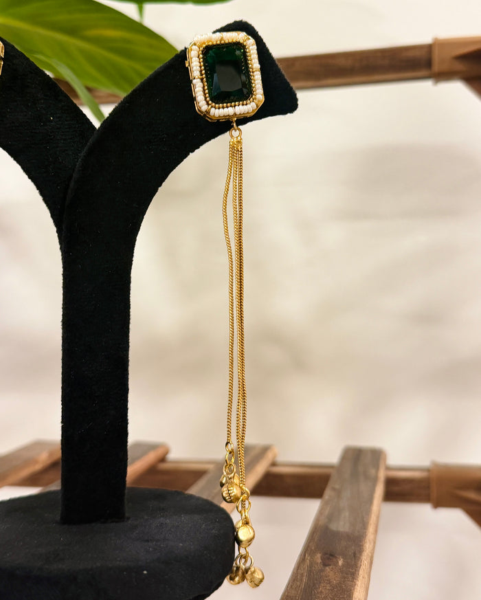 Emerald Kashmiri Earrings Set