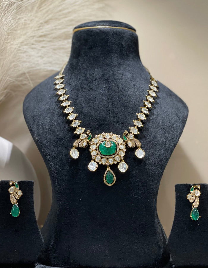 Emerald Peacock Necklace Set