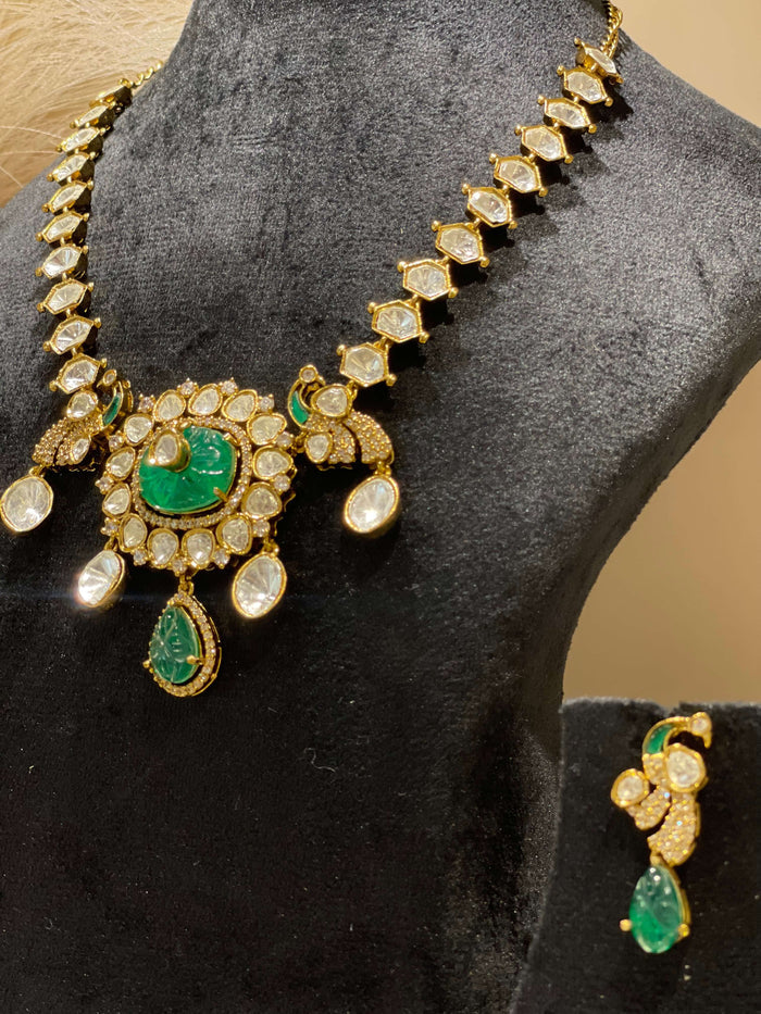 Emerald Peacock Necklace Set