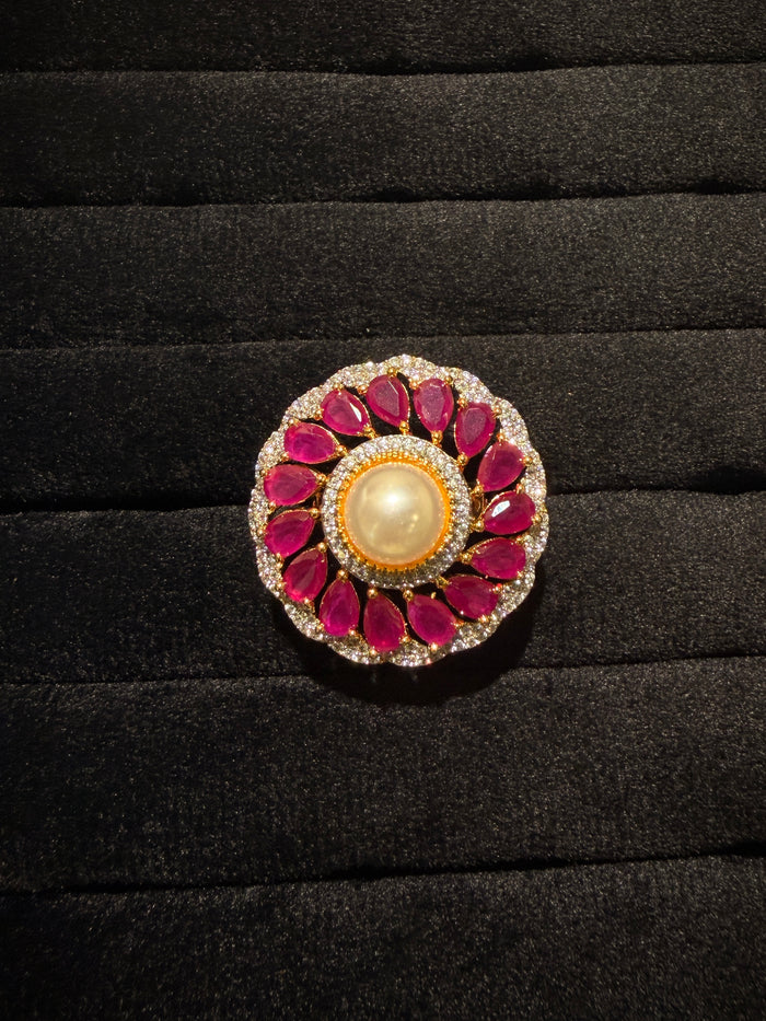 Emerald Pearl Floral Royale Ring