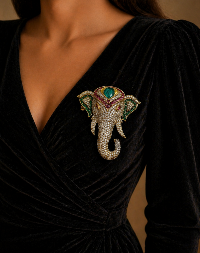 decorative elephant brooch