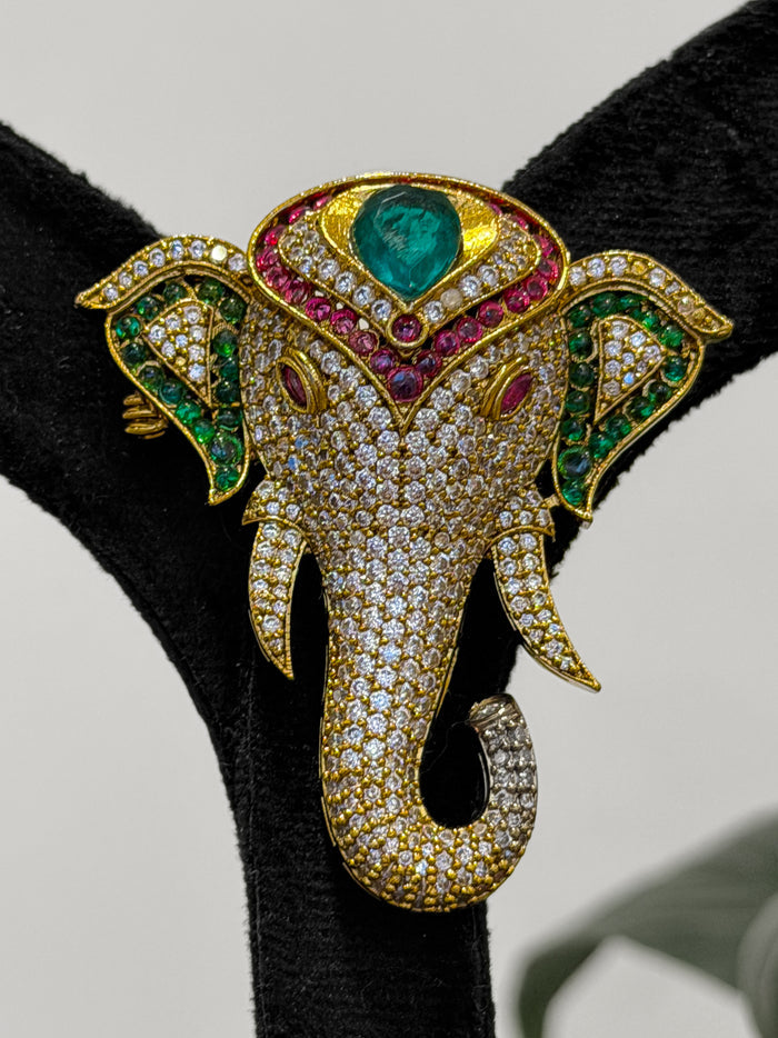 Decorative elephant head with gemstones