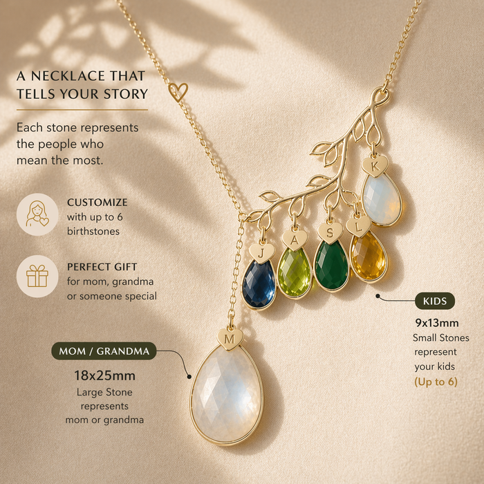 dainty birthstone necklace for mom with 6 stones customizable gift