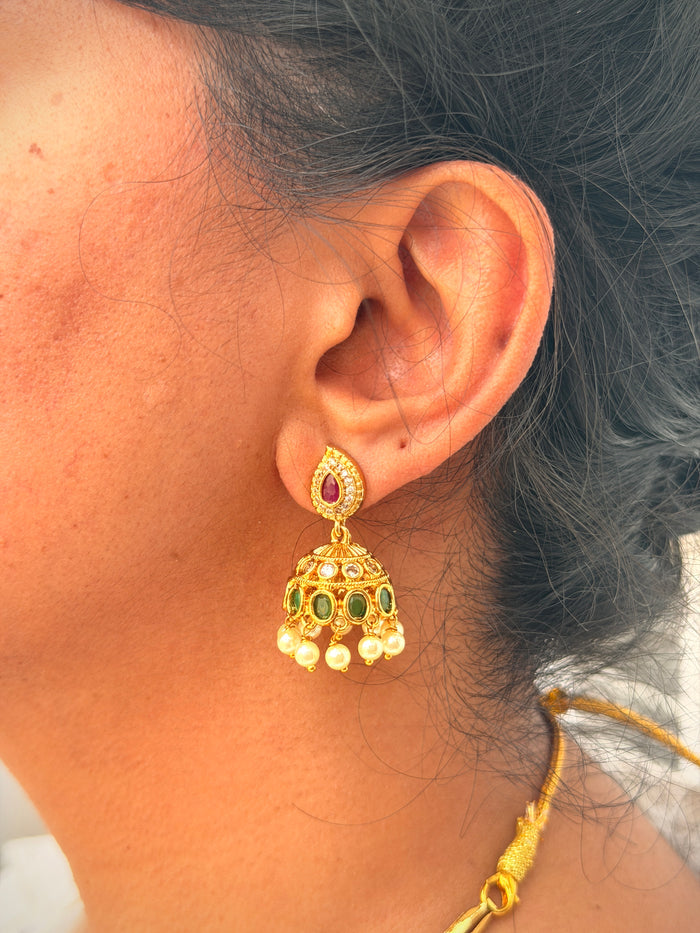 Festive Navratna Short Necklace Set