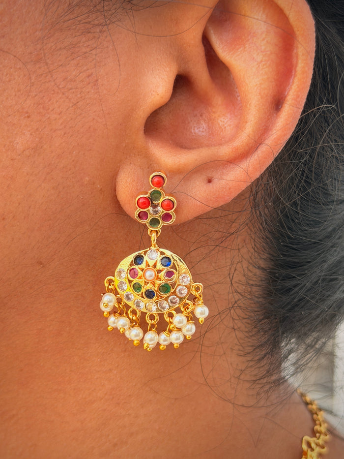 Festive Navratna Short Necklace Set