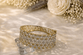 Floral Cluster Wide Cuff Kada Bangle Bracelet