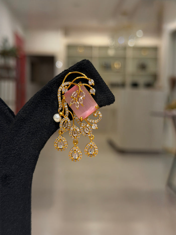 Floral Crystal Stone Cascade Dangle Earrings