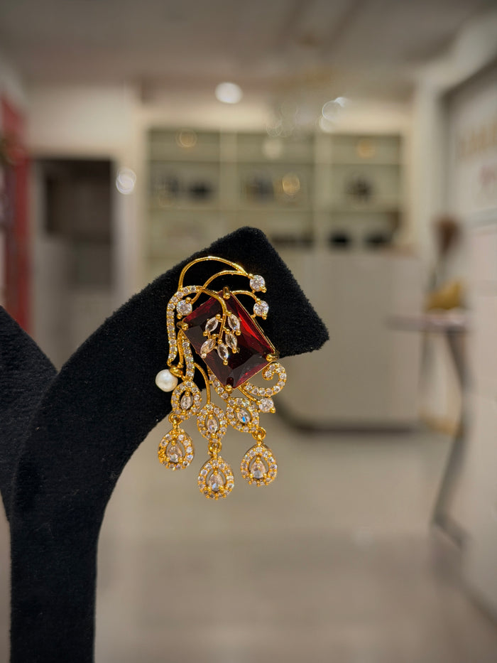 Floral Crystal Stone Cascade Dangle Earrings