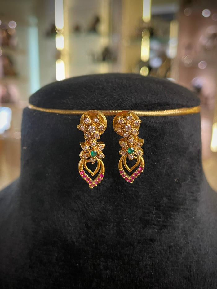 Floral Leave Ruby Emerald Necklace Set
