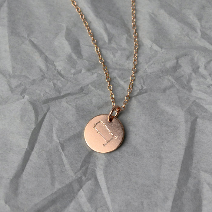 Gemini Constellation Necklace with Monogram Engraving on Back