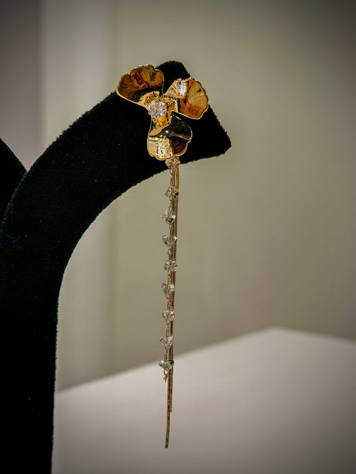 Gold Bloom Crystal Earrings Set