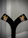 Gold Bow CZ Crystal Stud Earrings Set