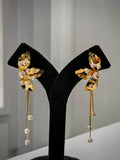 Gold Floral Pearl Spray Earrings Set A126