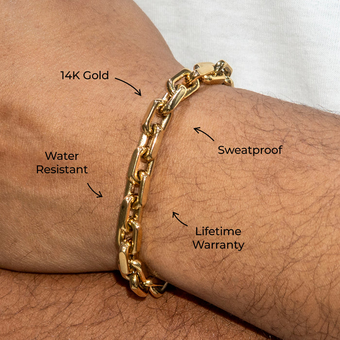 Gold Jewelry -  Mens 14K Gold Link Bracelet
