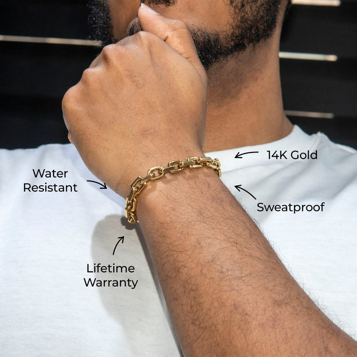 Gold Jewelry -  Mens 14K Gold Link Bracelet