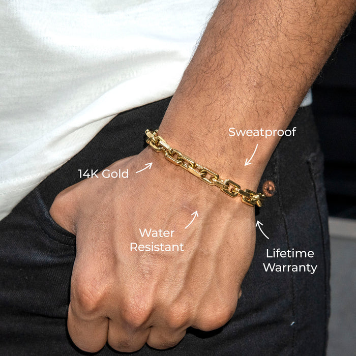 Gold Jewelry -  Mens 14K Gold Link Bracelet