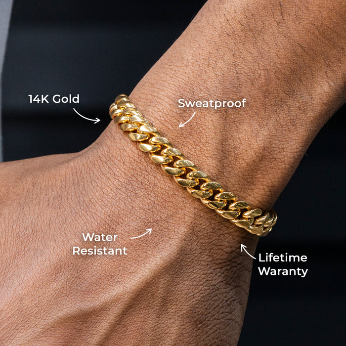 Gold Jewelry -  Mens 14K Gold Solid Miami Cuban Link Bracelet | 6MM