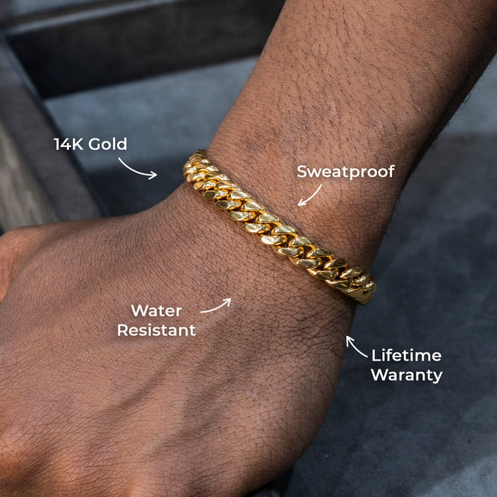 Gold Jewelry -  Mens 14K Gold Solid Miami Cuban Link Bracelet | 6MM