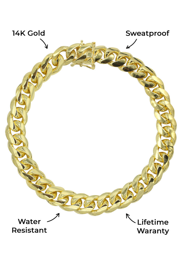 Gold Jewelry -  Mens 14K Gold Solid Miami Cuban Link Bracelet | 6MM