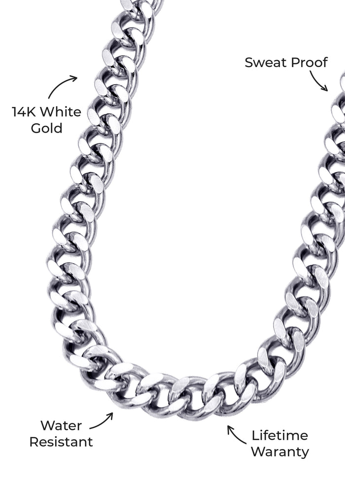 Gold Jewelry -  Mens 14K White Gold Cuban Curb Chain