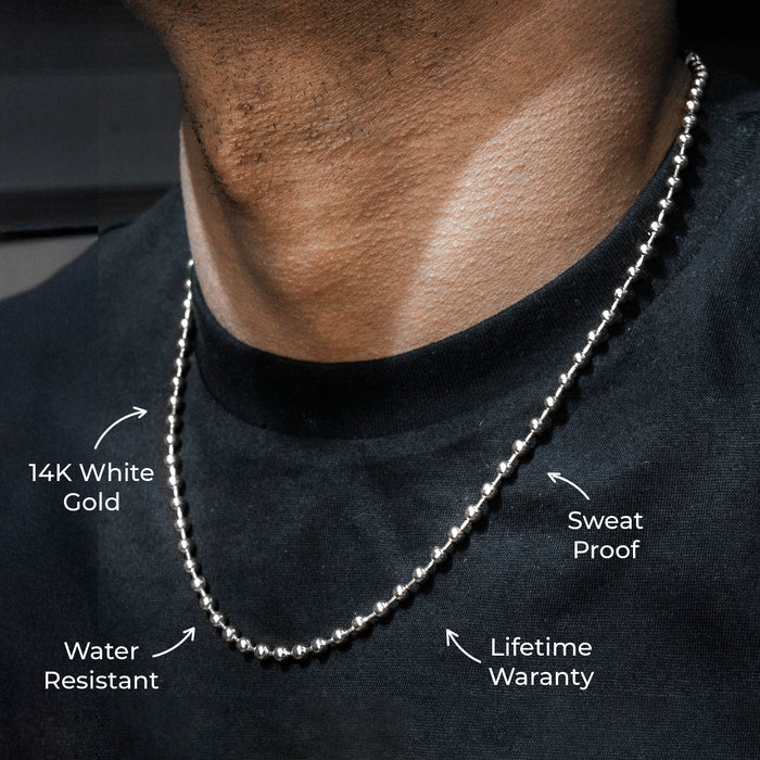 Gold Jewelry -  Mens 14K White Gold Dog Tag Chain
