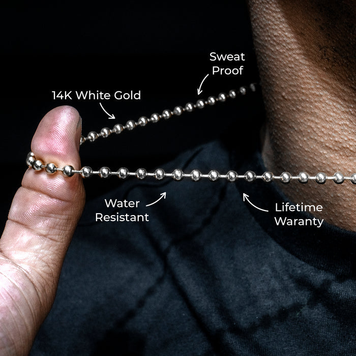 Gold Jewelry -  Mens 14K White Gold Dog Tag Chain